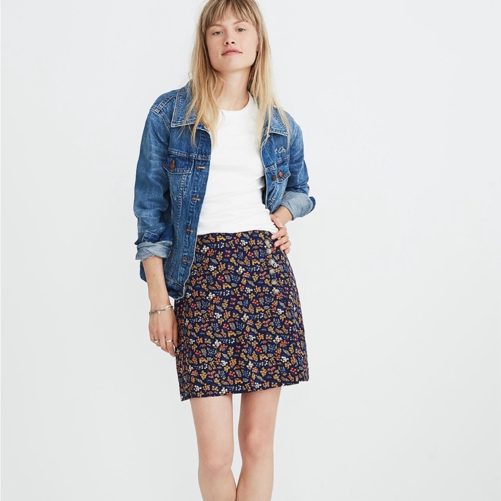 Madewell: Side-Button A-Line Mini Skirt in Garden Party